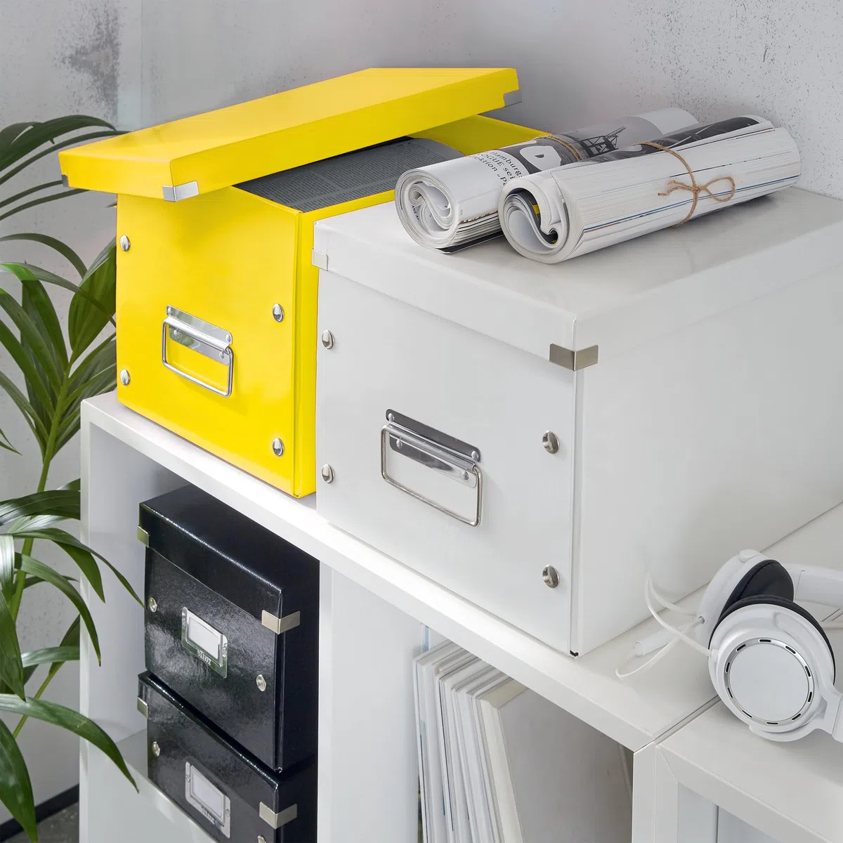 Leitz Caja de Almacenaje Grande en Forma de Cubo, Amarillo, Gama Click & Store, 61080016