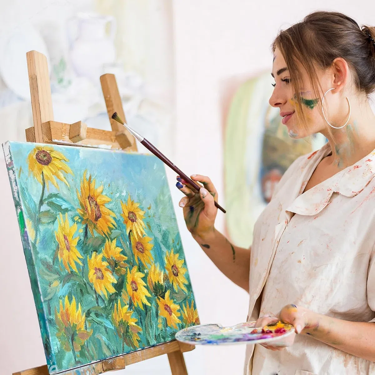 ABEIER Juego de pintura acrílica profesional de 80 colores, botellas de 60 ml, pigmentos ricos, no tóxicas, impermeables para principiantes, artistas y estudiantes en madera, rocas, lienzo
