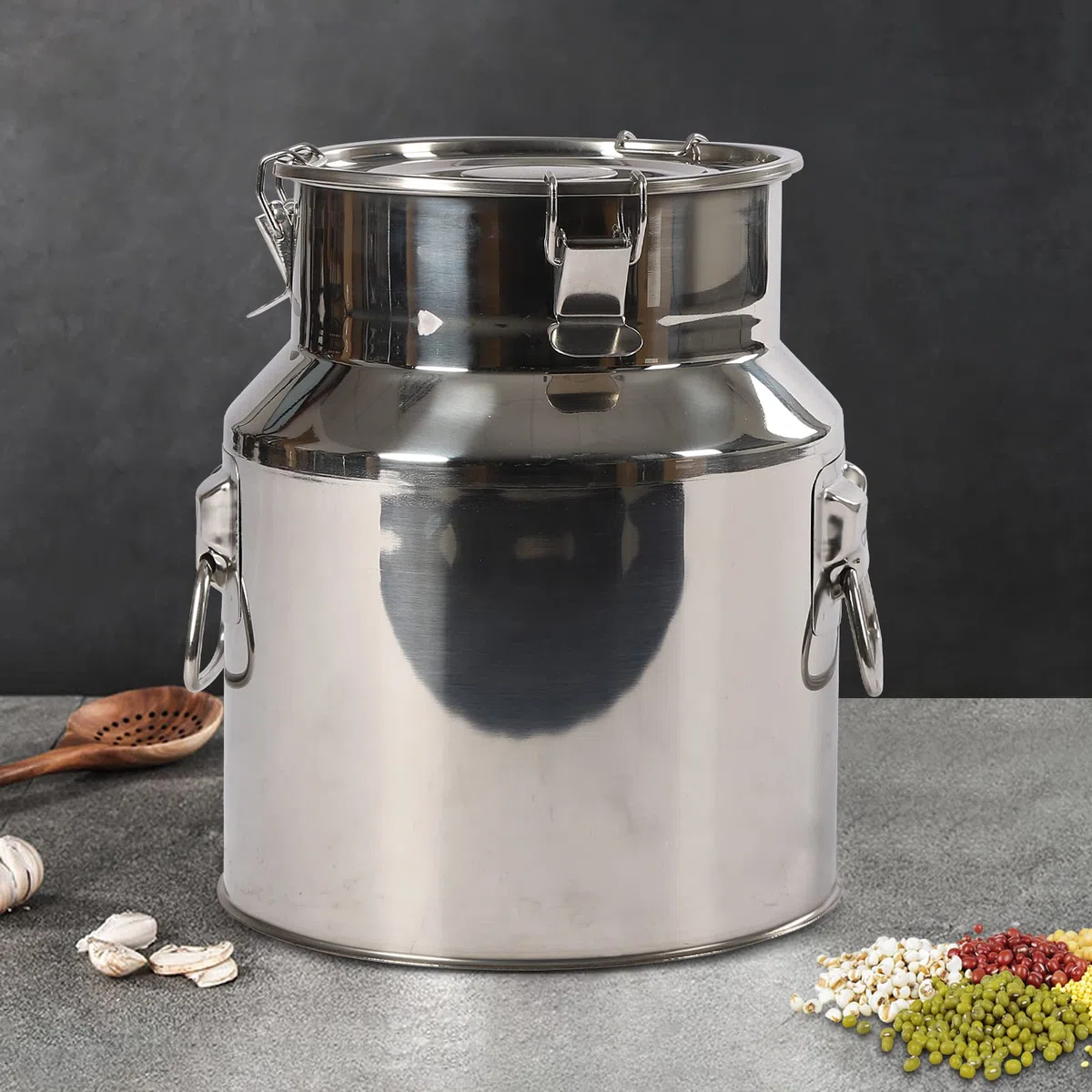 Jarra de leche de acero inoxidable 201, hermética, con 1 bolsa de transporte de vino, cubo de leche, jarra de té, bidón de té, multifuncional, con junta de silicona, resistente (14 L)