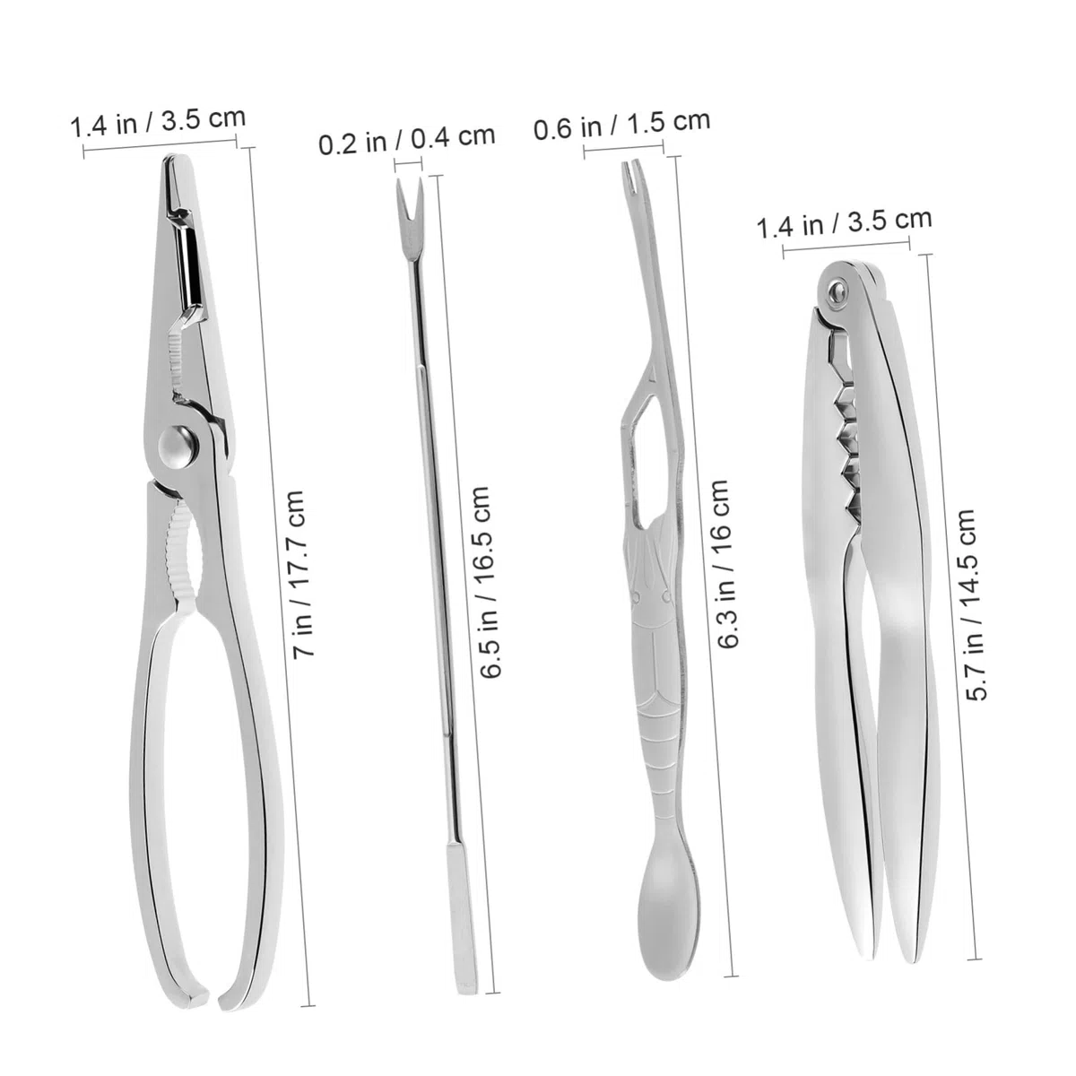 PRETYZOOM Pinzas de Marisco de Acero Inoxidable con Estuche, Juego de 6 Herramientas para Abrir Mariscos y Tenedores de Cangrejo, Adecuado para Familia y Amigos