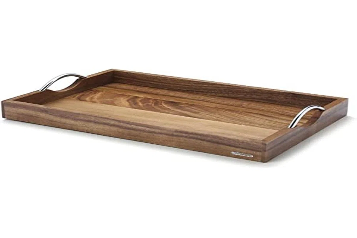 Continenta - Bandeja de Madera de Acacia Noble con Asas metálicas (53 x 36 x 5 cm)