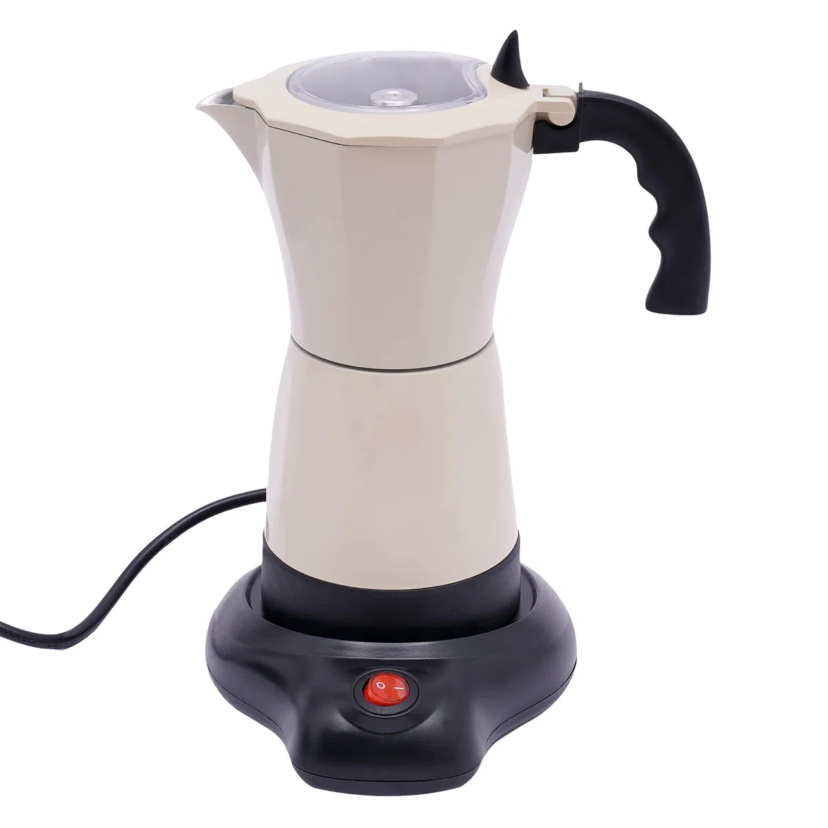 Máquina de café espresso para 6 tazas, cafetera eléctrica con base, cafetera eléctrica, urna de café, 300 ml (blanco crema)