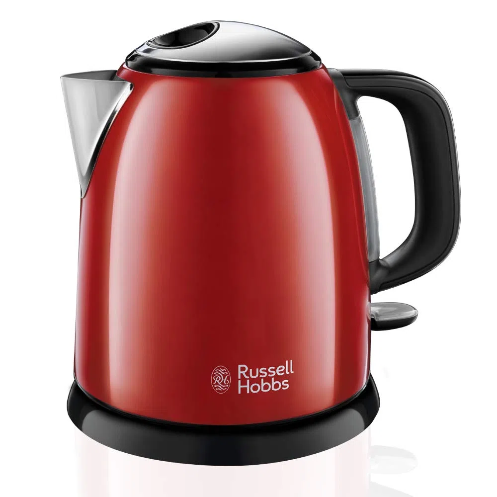 Russell Hobbs Tostadora + Hervidor de Agua Eléctrico Pequeño [pack especial] Colours Plus (acero inoxidable rojo, tostadora una ranura larga y ancha, hervidor compacto 1l de 2400) 21391-56 + 24992-70
