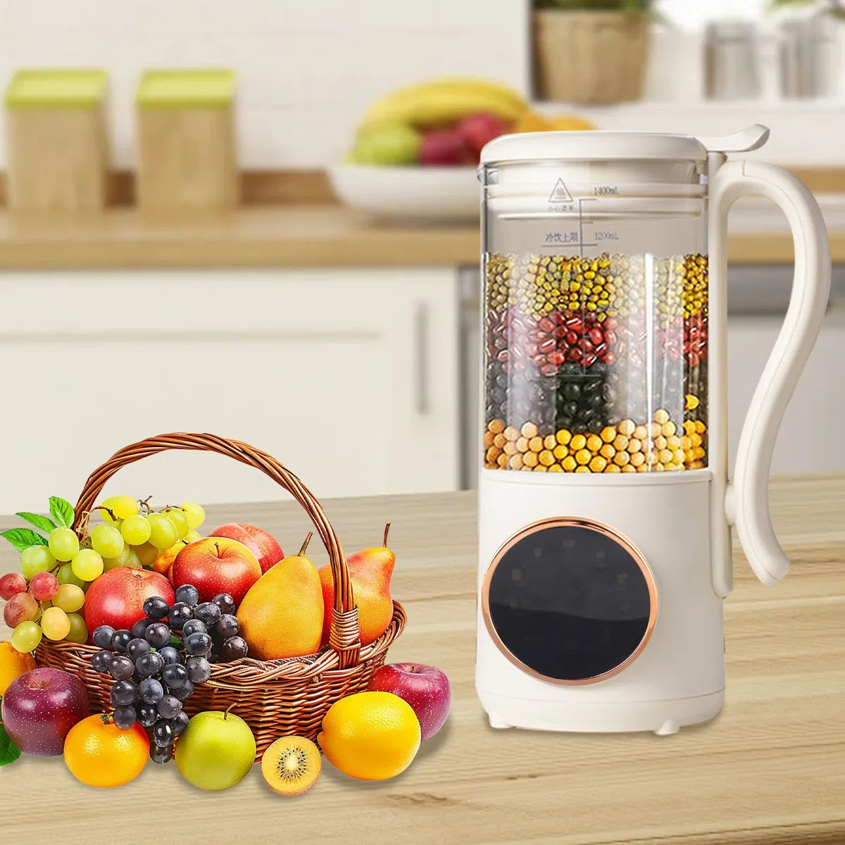 Topiky Máquina Automática para Hacer Leche de Soja, 1400ml, Calentamiento Automático, Máquina de Cocina Multifuncional, Procesador de Alimentos para Bebés para el Hogar, Exprimidor de Leche de Nuez,