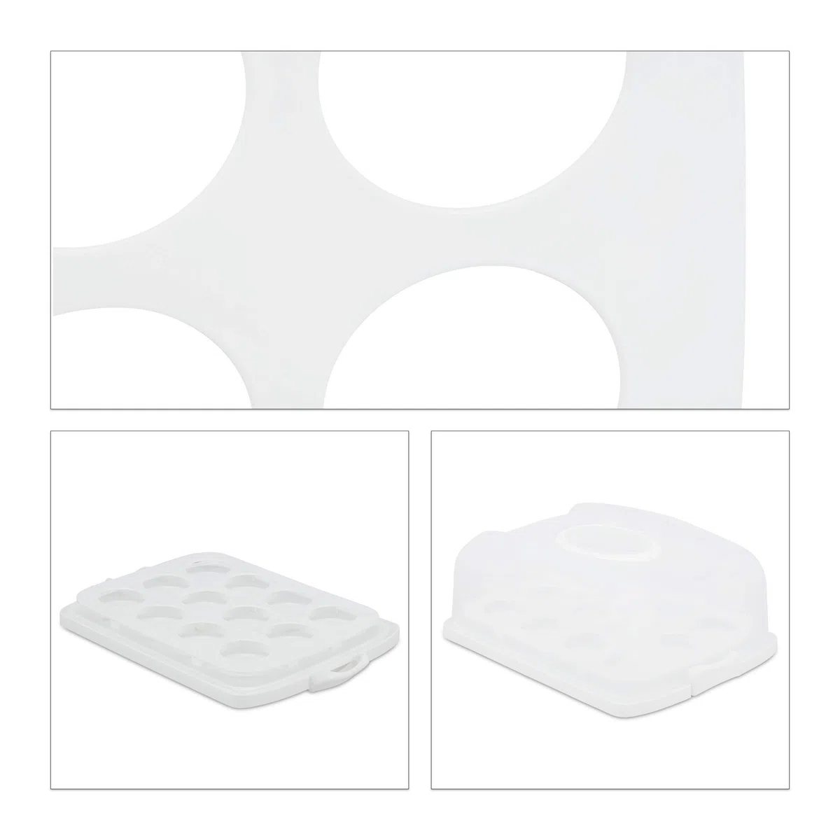 Relaxdays Porta Tartas Rectangular, Soporte Pasteles y Muffins, Tapa con Asa, PP, 15,5 x 37,5 x 27,5 cm, Blanco