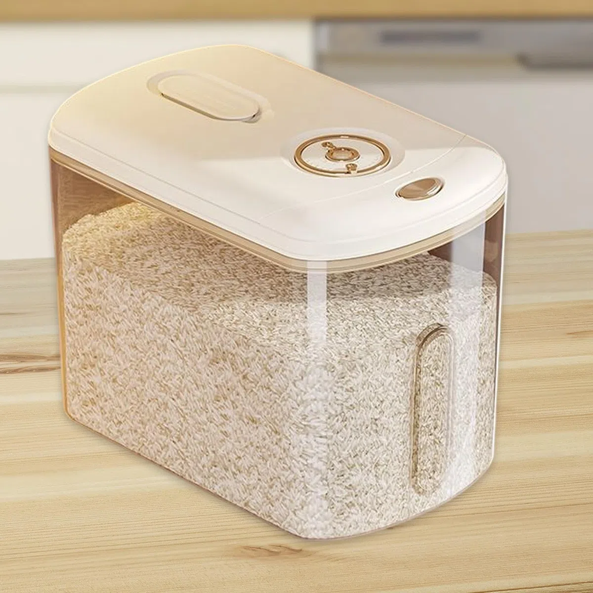 Contenedor De Arroz: Caja De Almacenamiento De Granos Hermético, Contenedor De Soporte De Alimentos Secos | Guardián De Arroz De Duradero Con Tapa Y Taza, 10 Kg De Solución De Almacenamiento