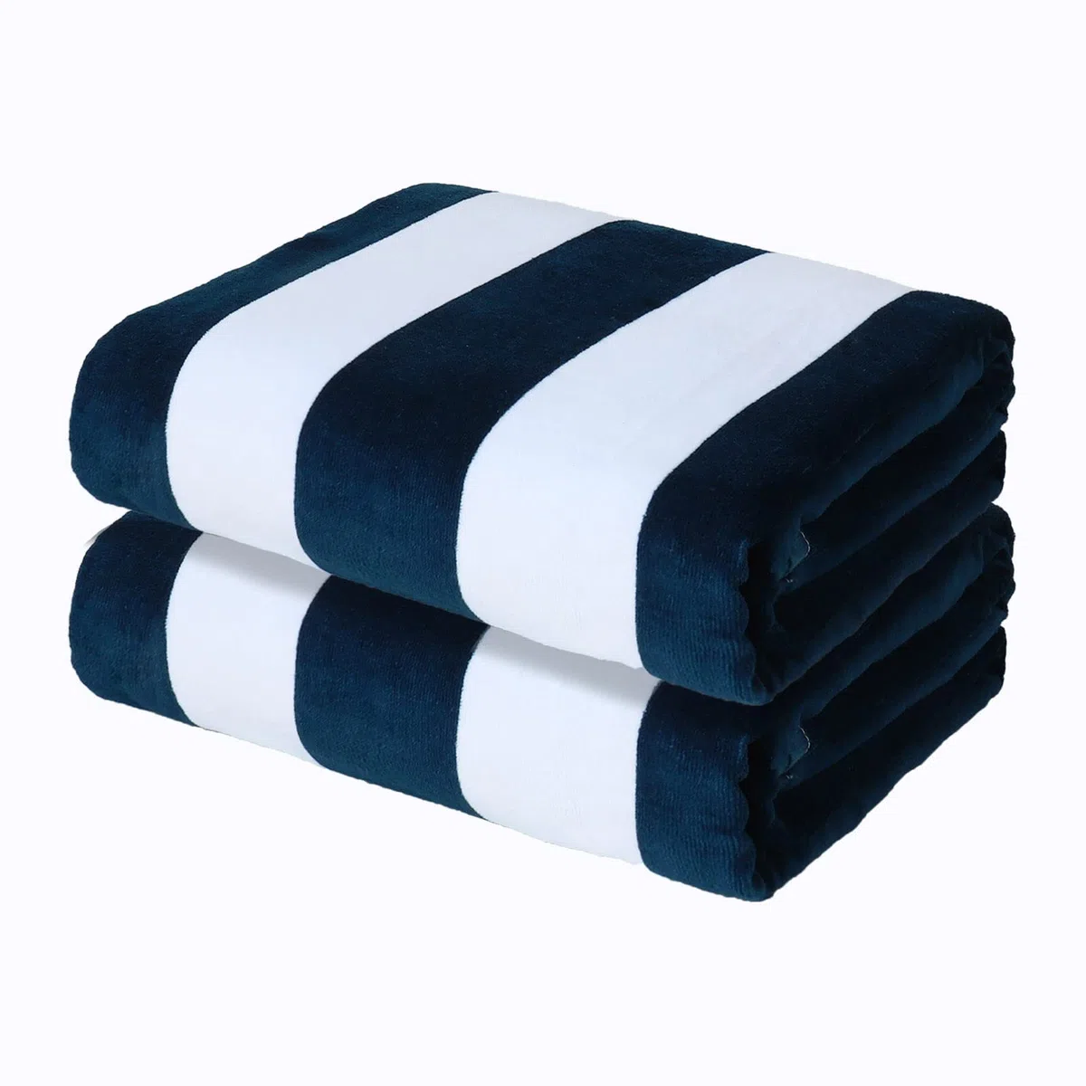Exclusivo Mezcla Paquete de 2 Toalla de Playa Cabana Rayada, Toalla de Baño 100% Algodón, Absorbente, Suave y Afelpada, para Piscina, Ducha y SPA, 90x180 cm, Azul Marino
