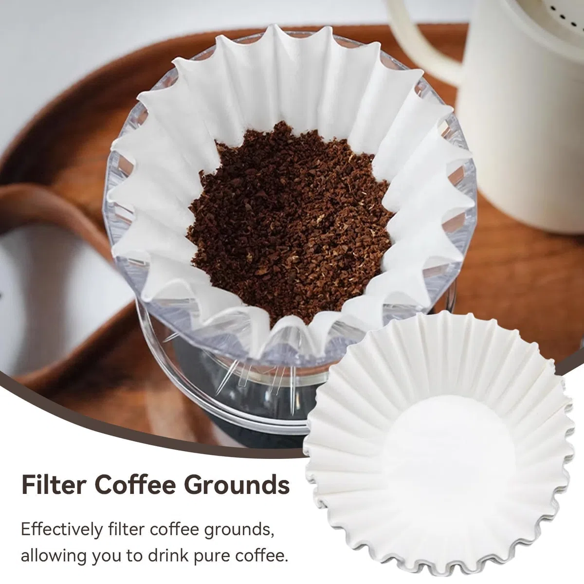 Reemplazo de filtros de papel de café desechables, juego de filtros de café desechables Cesta Accesorio de reemplazo de papel de filtro de café para cafetera(100)