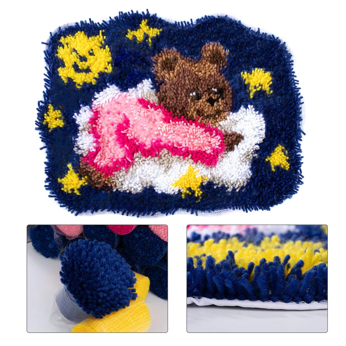 HOLEMZ Kit de Alfombra de Gancho Patrón Animal Soportar Bordado Punto de Cruz Cojín Decoración para El Hogar 19,4 x 14,9 Pulgadas
