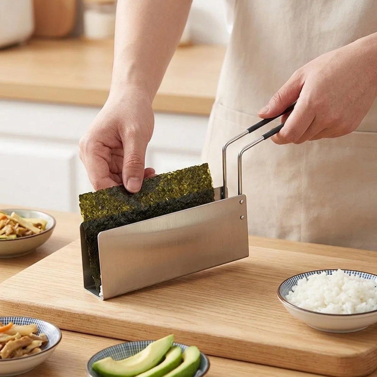Soporte para Tacos Soporte para Sushi Contenedor de Alimentos Herramienta para Freír de Acero Inoxidable Estructura Rectangular Fácil de Limpiar, 4.2 Cm