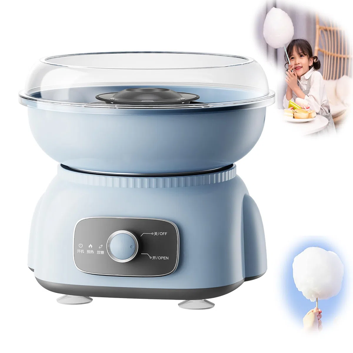 Máquina de Algodón de Azúcar de 500 W, Inicio con Un Clic, Fácil de Usar y Limpiar, Hace Caramelos Sin Azúcar, Hilo de Azúcar, Dulces Caseros para Fiestas de Cumpleaños, Fiestas de Cumpleaños