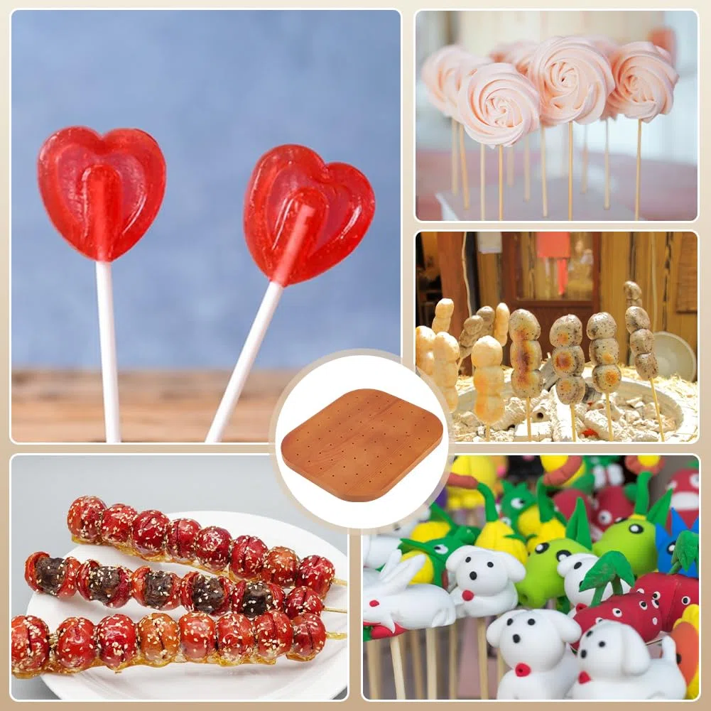 PH PandaHall Soporte de madera para pinchos de alimentos con 59 agujeros, brochetas de frutas, suministros de catering, soporte de caramelos, figuras de arcilla, bandejas de exhibición para