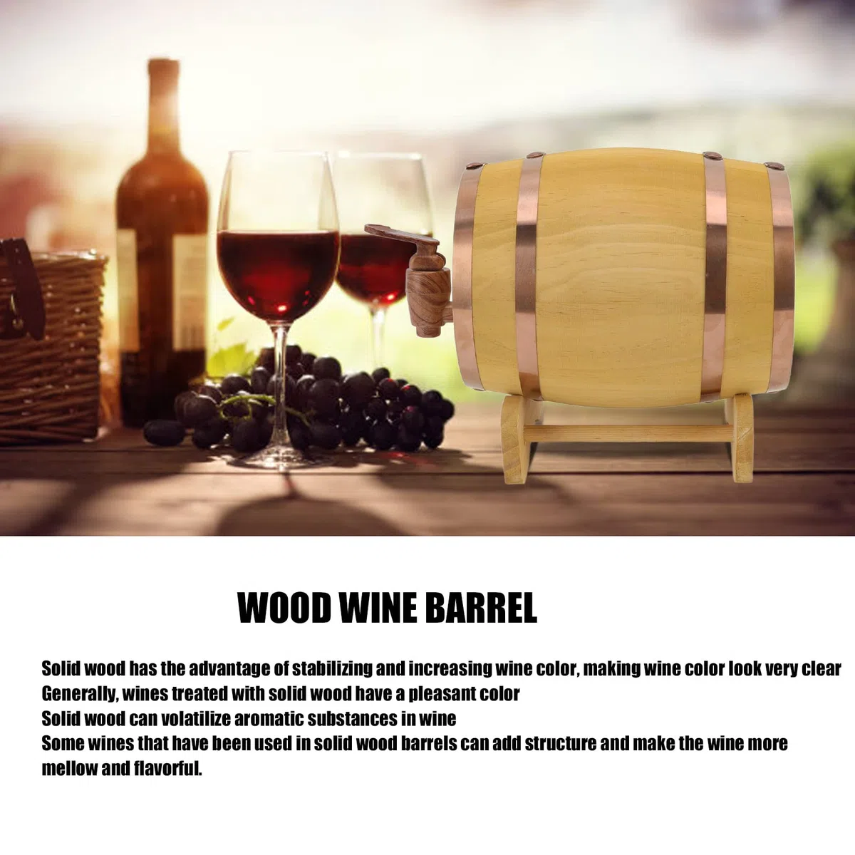 Barril de Whisky de 1,5 L, Barril de Madera de Pino Barril de Vino Pequeño con Grifo y Soporte Barril de Cerveza de Grifo para Whisky Bourbon Tequila Vinagre de Vino Cerveza
