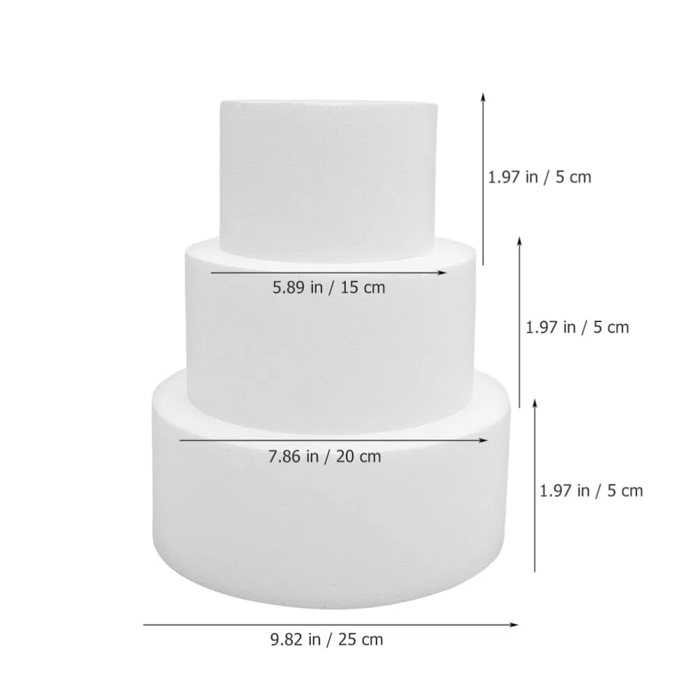 Didiseaon Mannequins De Pasteles Falsos De Espuma 4 Piezas Poliestireno Redondos Tamaños 4-10 Pulgadas Para Decoración De Tartas Exhibiciones Bodas Cumpleaños