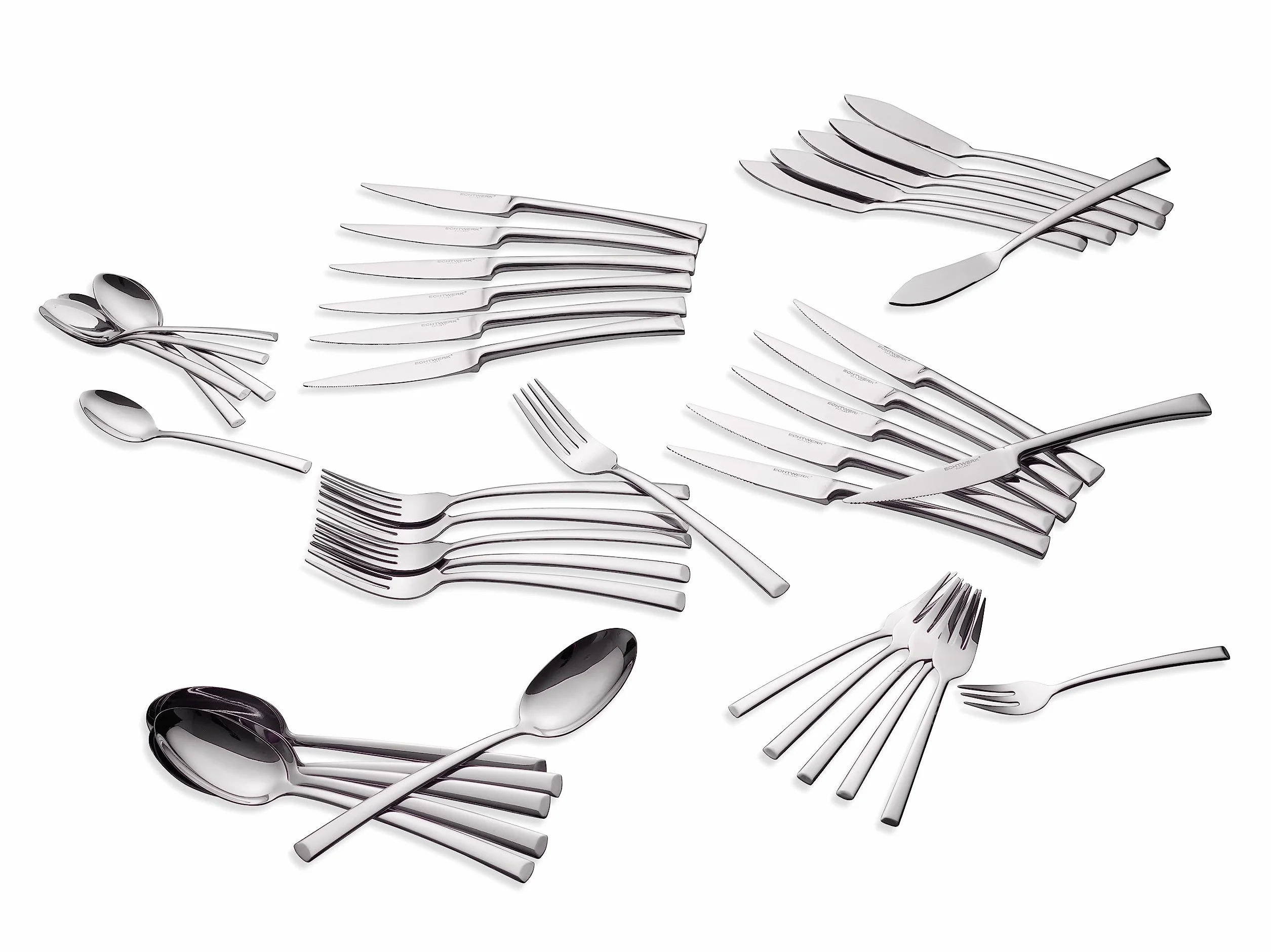 ECHTWERK EW-BS-0520 Avelino-Cubertería para hasta 6 Personas, 42 Piezas, Acero Inoxidable, Plata, 24.5 x 34.5 x 6.5 cm
