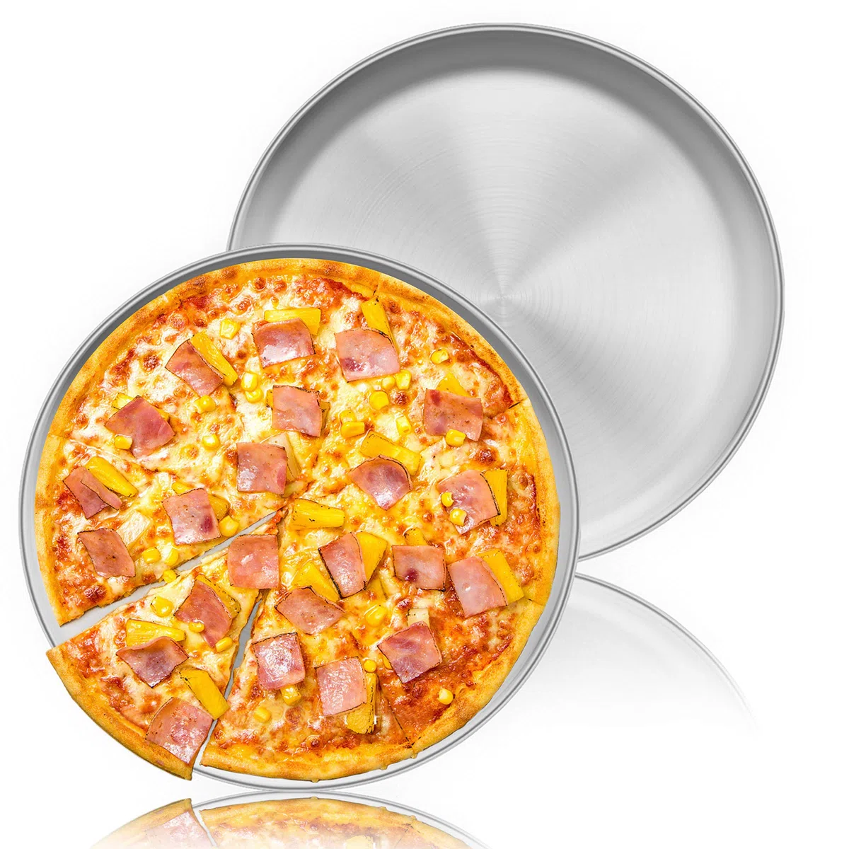 Homikit Bandeja para pizza, 30 cm, redonda, de acero inoxidable, para pizza, juego de 2 unidades, para hornear en el horno, saludable y duradero, fácil de limpiar y apto para lavavajillas