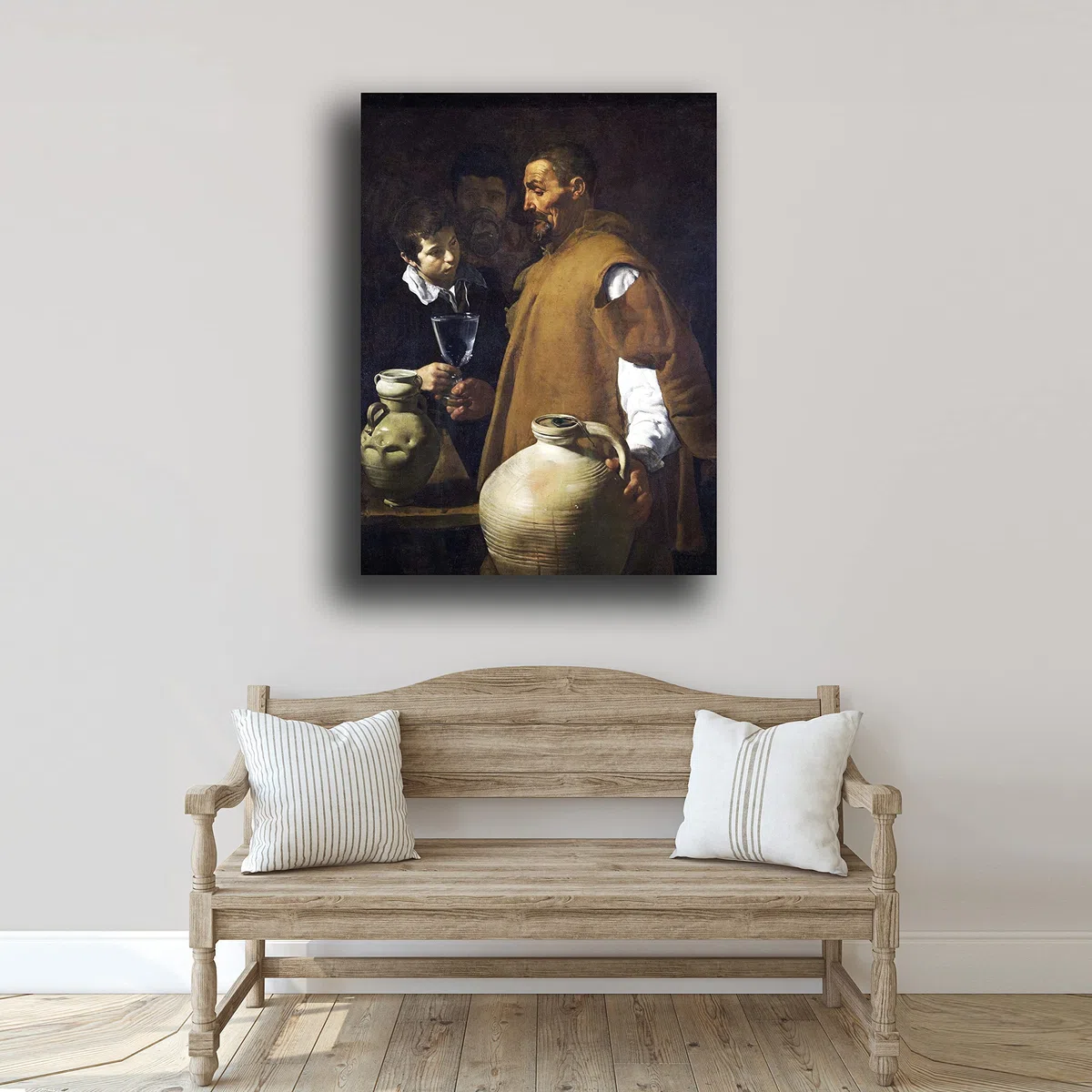 Genérico Cuadro Lienzo Canvas El aguador de Sevilla Diego Velazquez 1620 – Lienzo con Bastidor 3cm - Alta resolución (74_x_100_cm)