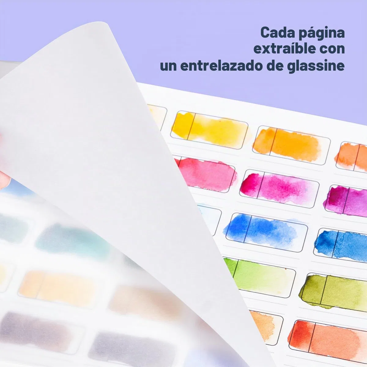 Lightwish Cuaderno de Muestras de Acuarela - 12 Hojas Desprendibles 100% Algodón 72 Espacios, 39.0 x 27.0 cm, 300gsm/140lb Hot Press para Acuarela, Gouache y Cretacolor