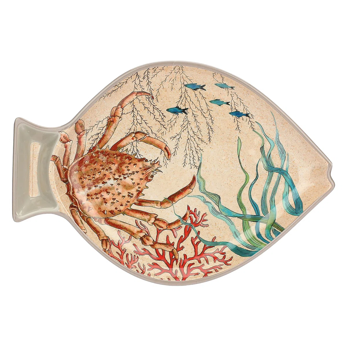 Nador Sea Life - Juego de 2 platos de pescado 100% melamina 33 x 23 cm en caja de regalo