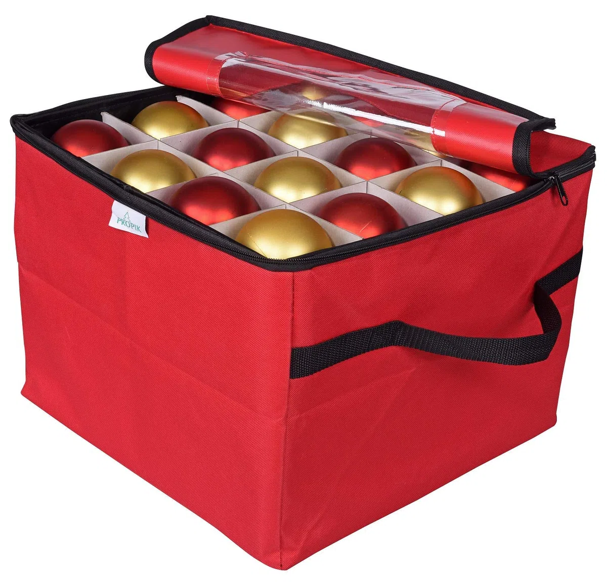 ProPik Caja de Almacenamiento de Adornos de Navidad, Organizador con Capacidad para hasta 48 Bolas de Navidad con 3 bandejas extraíbles separadas, el Recipiente Tiene separadores para organizar