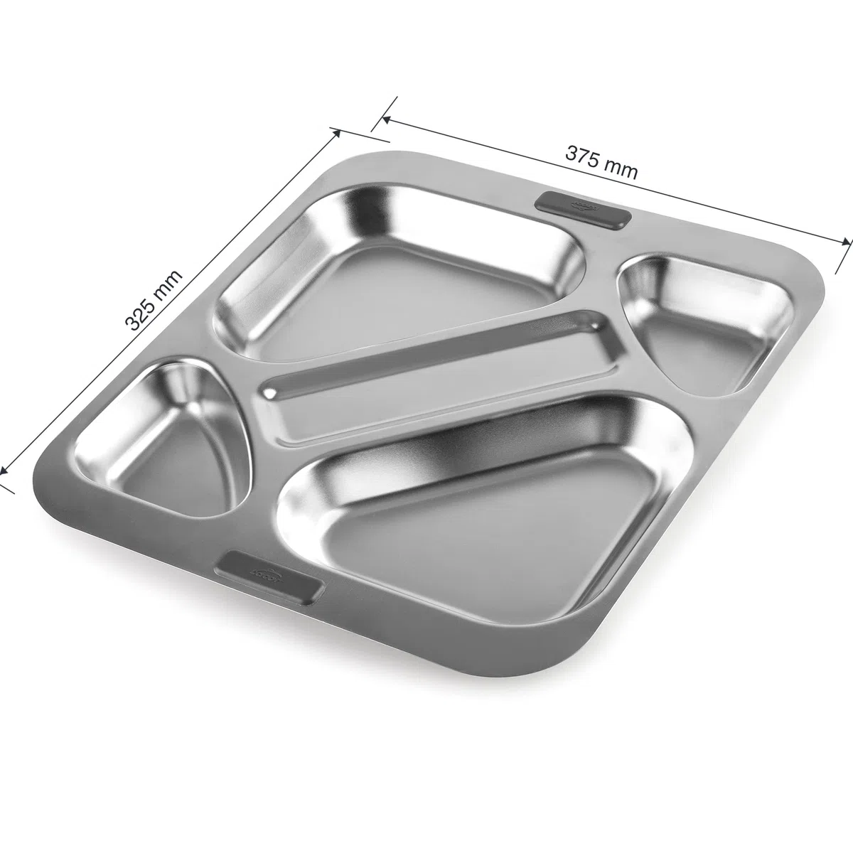 LACOR - 66957Z - Bandeja Autoservicio, Bandeja para Comedor, 4 Compartimentos + Espacio para Cubiertos, Apilable, Acero Inoxidable, 32.5 x 37.5 cm