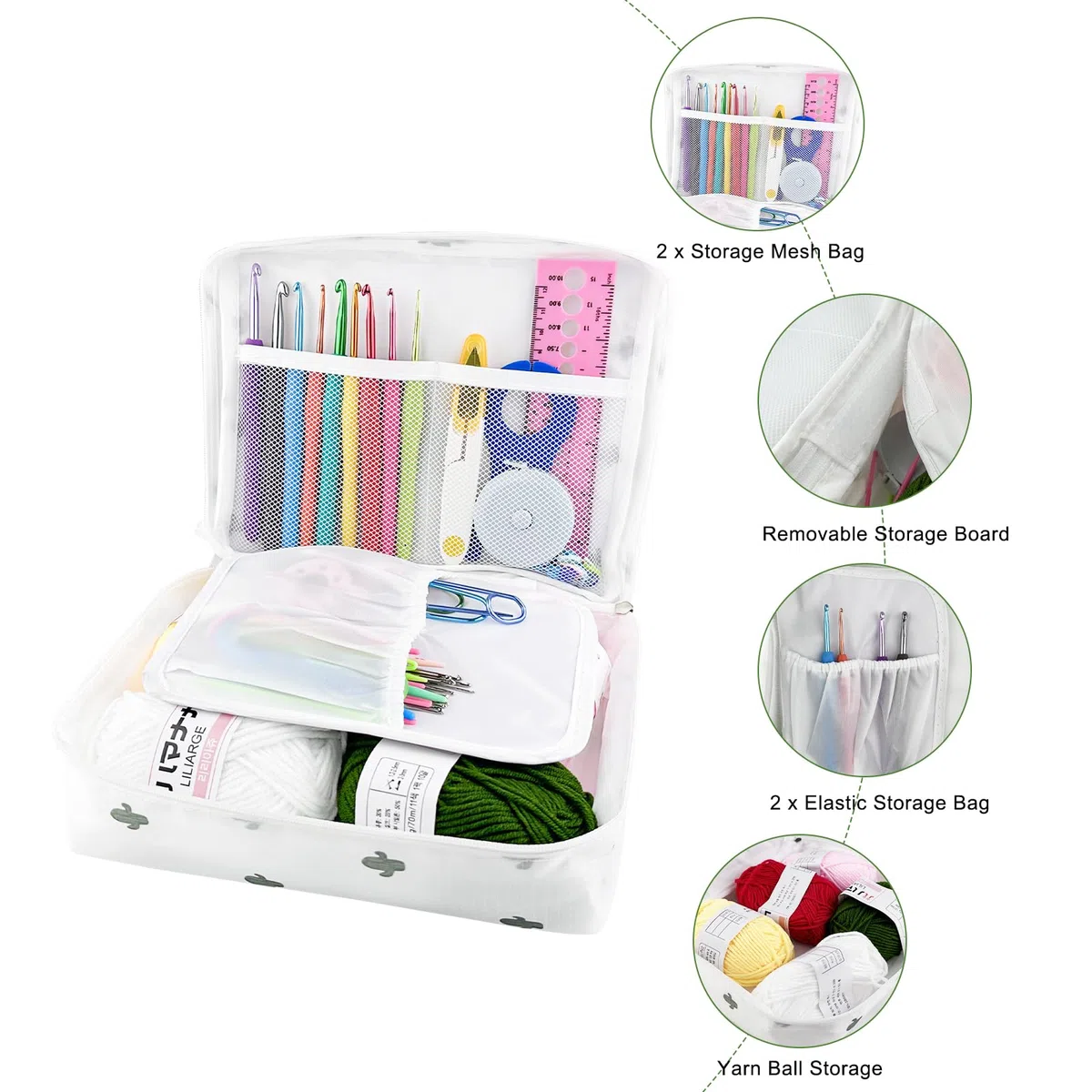 Comzantor Kit de ganchillo de 58 piezas Completo, Kit de punto de ganchillo, bolsa de ganchillo para niños y principiantes