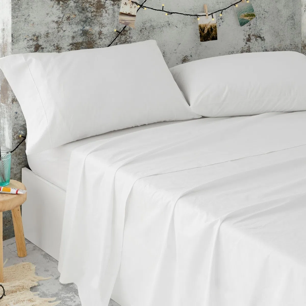 Burrito Blanco Sábanas de Hostelería | Juego de Sábanas 150x190/200 | Ropa de Cama 50% Algodón-50% Poliéster | Fácil Planchado | Color Blanco | Disponible en Más Medidas