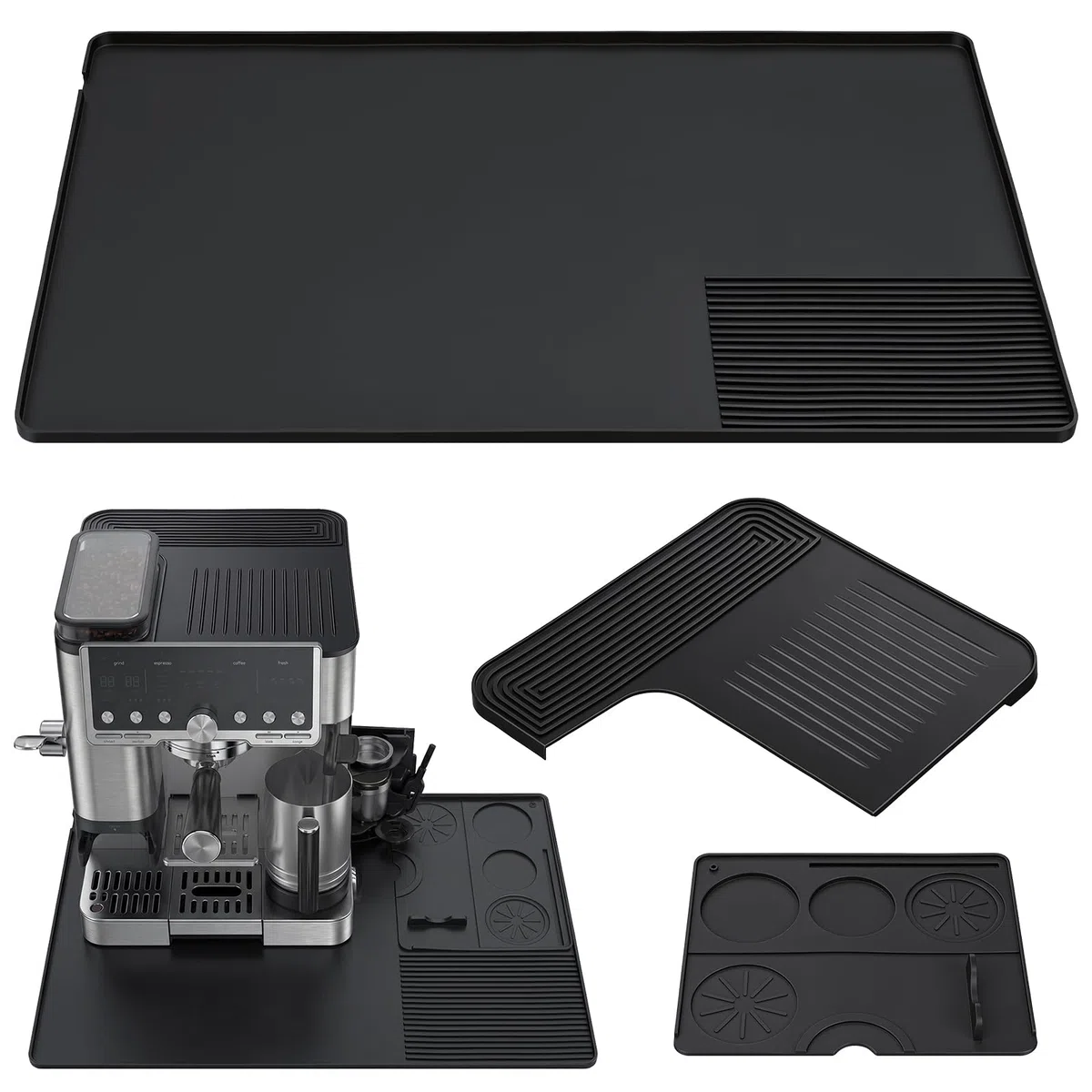 SelfTek Accesorios para cafetera Ninja ES601 y ES701 – 3 en 1 extra gruesa de silicona superior y base mate de 60 x 40 cm y base versátil para Ninja Cafe Luxe, antideslizante, resistente al calor