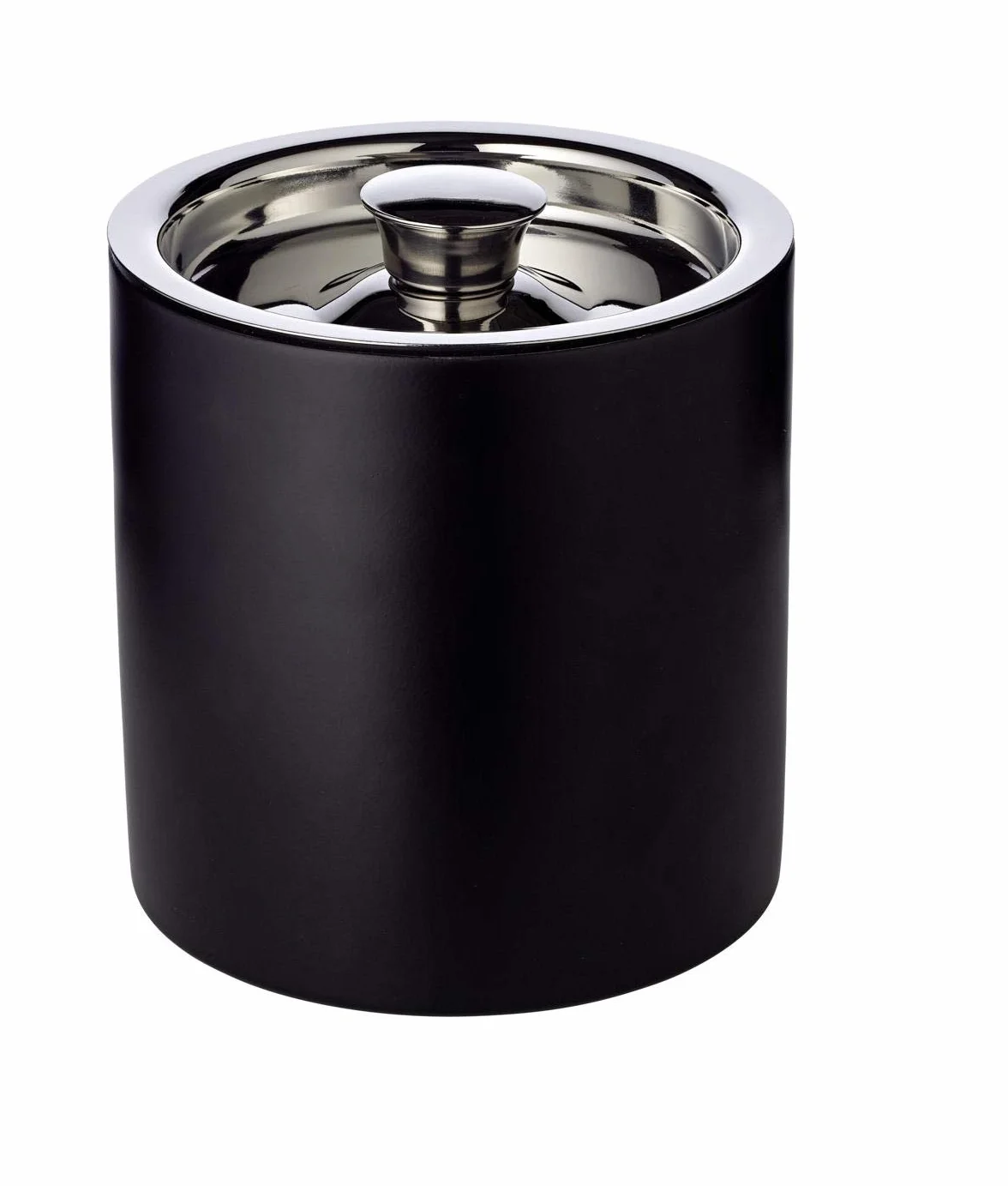 EDZARD Cubitera Pearl (H 16 cm, Ø 15 cm), de Doble Pared, Acero Inoxidable Negro Mate con Tapa, para Cubitos de Hielo - contenedor de Hielo, Recipiente para Hielo, Accesorios Bar