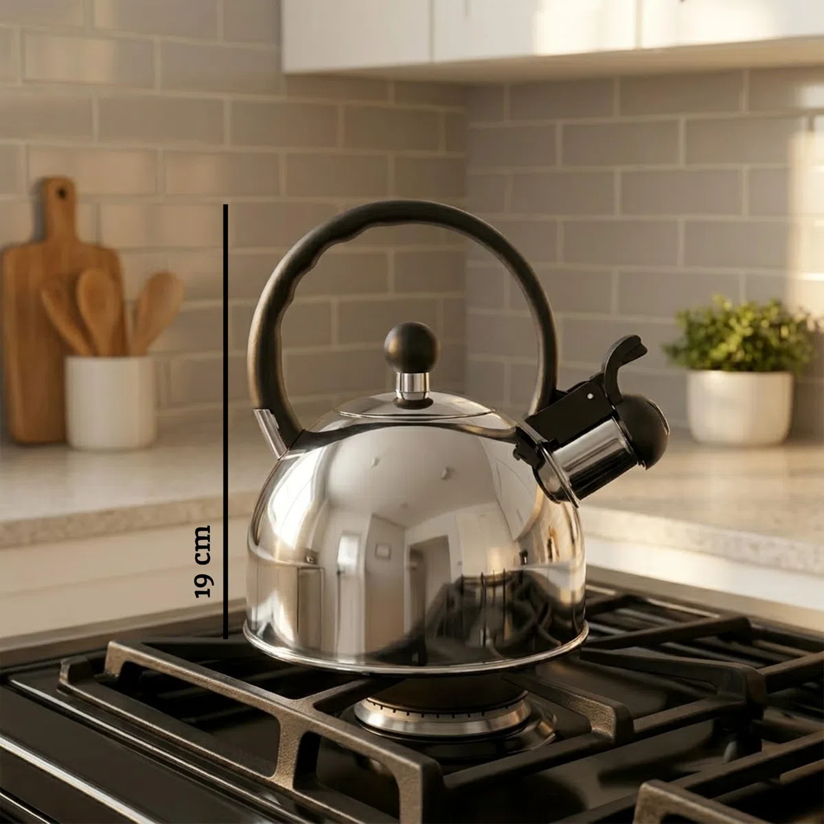 Premier Housewares - Tetera hervidor con Silbato (Acero Inoxidable, 1.0 L) Acabado Espejo.