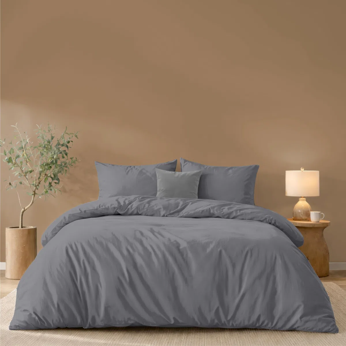 Twinzen Funda Nordica 220 X 240 cm Antracita, con 2 Fundas de Almohada de 50x80 cm - Fundas Nordicas Microfibra - Oeko-Tex