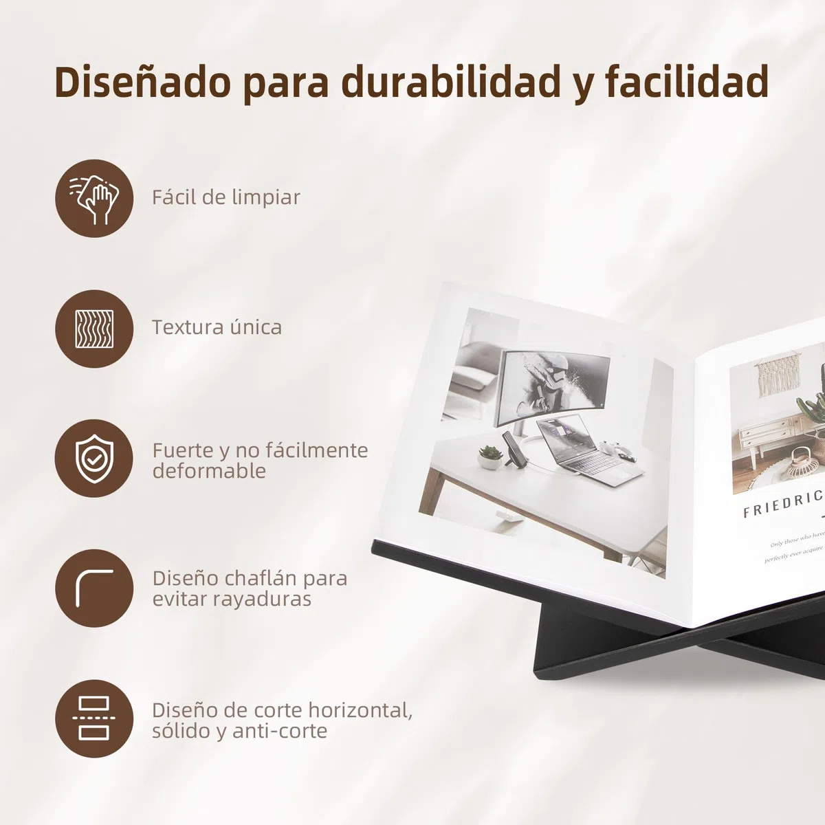 PUERSI Soporte Libros Abierto, Atril para Libros Grande de Madera, Soporte para Mesa de Centro, Caballete Expositor para Revistas, Arte, Libros de Cocina, Biblias y el Corán – Negro