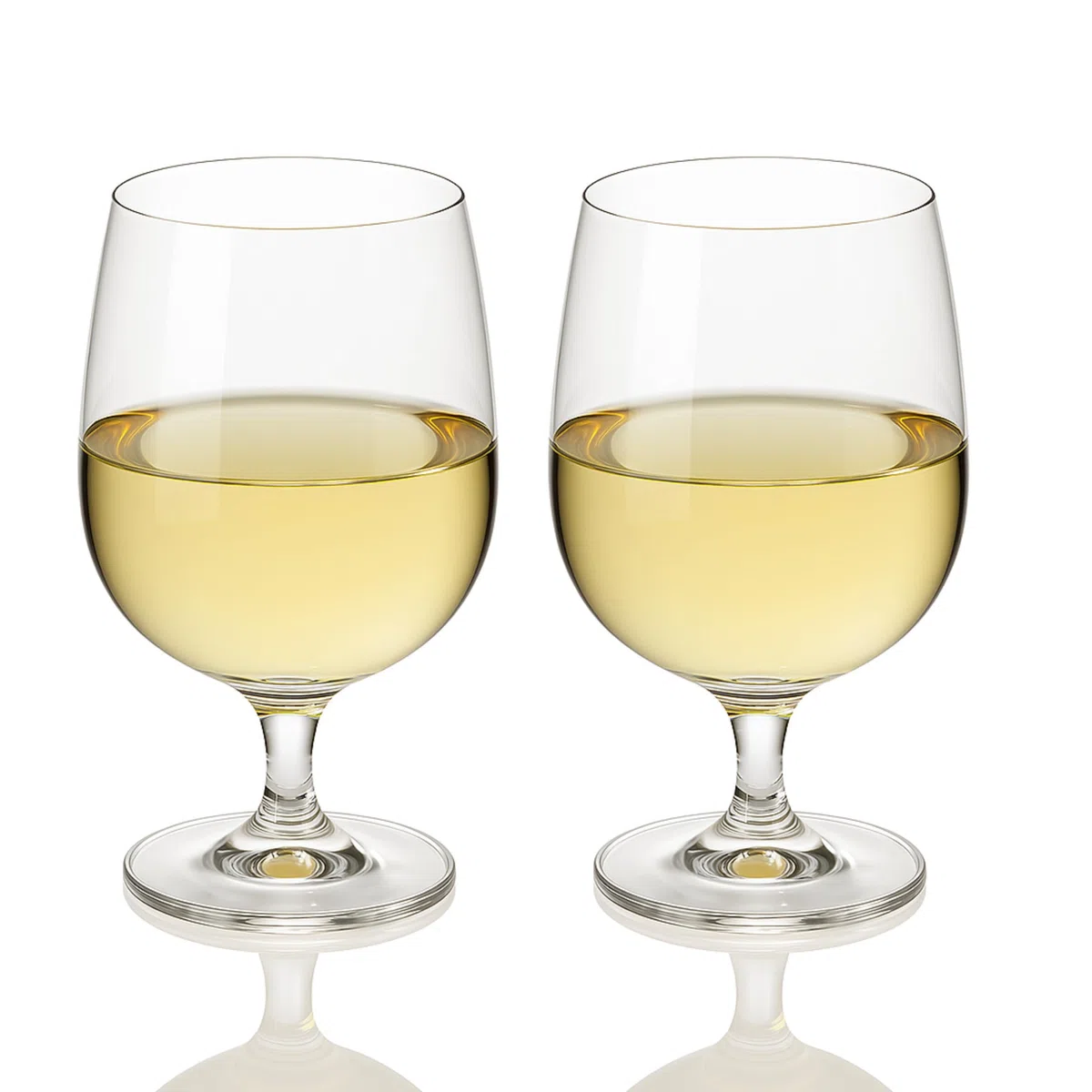 DIAMANTE Copas de vino de tallo corto, copas de agua, juego de 6, capacidad de 346 ml, aptas para lavavajillas