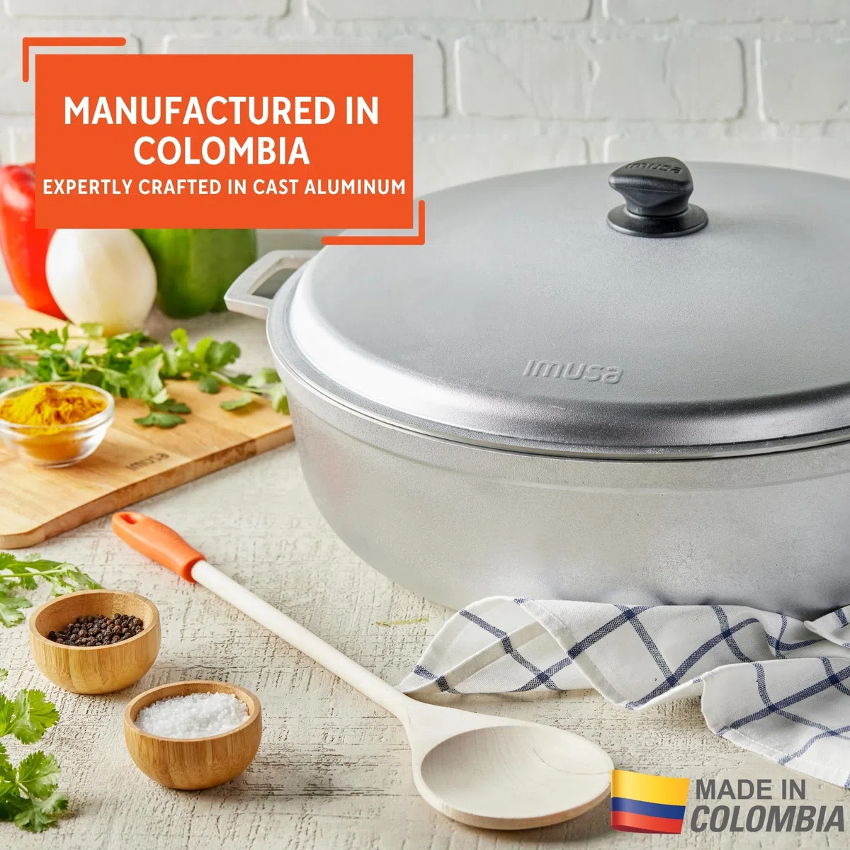 IMUSA USA USA GAU-80560 - Mini caldero tradicional colombiano (horno holandés) para cocinar y servir redondo 17.9 Quart 17.9 cuartos