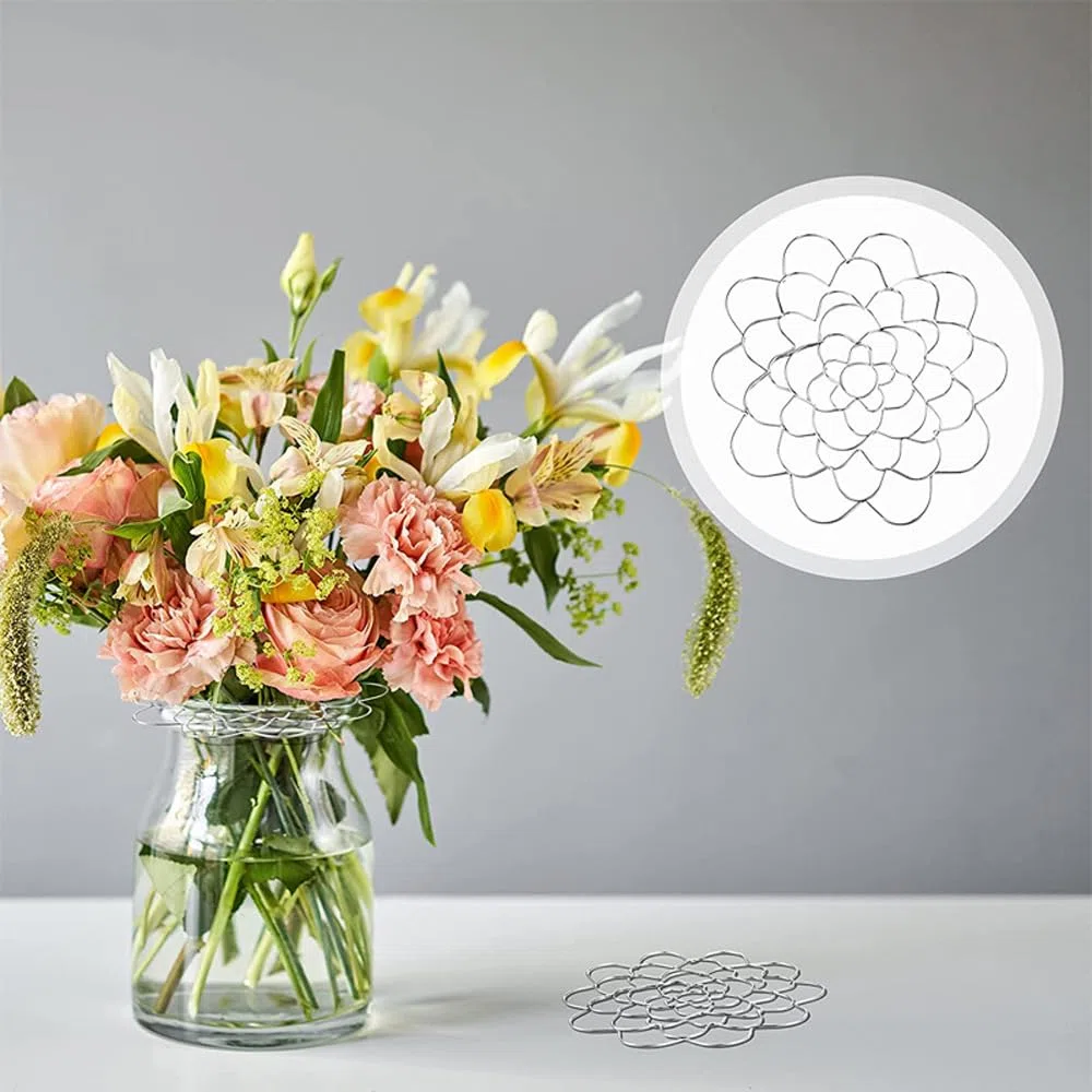 Genérico Auxiliaryn Stainless Steel Floral Grid Organizer, Plant Flowers Stem Grid Holder Insert, Reusable Flower Arrangement Holder, Flower Arranging Aid for Vases Bouquets (3Pcs-Gold - 4+5+6in)