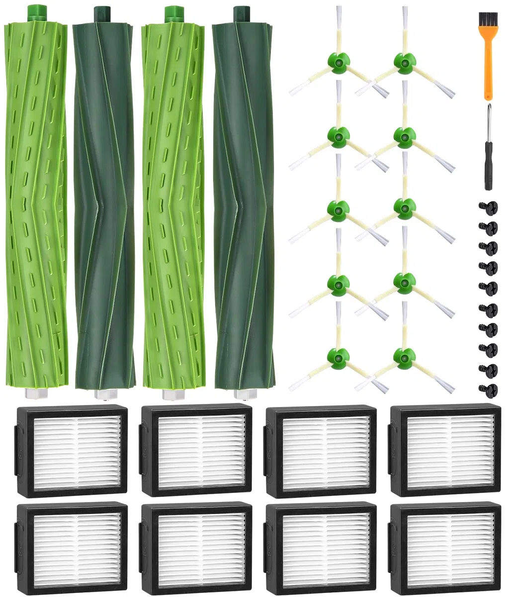 Accesorios de Recambios para iRobot Roomba Series E/I/J i7 i7+ j7 j7+ i3 i3+ i4 i4+ E5 E6 Aspiradora, Repuestos Compatibles con Roomba, 2 juegos de Cepillos Principales,8 Filtro,10 Cepillo Lateral