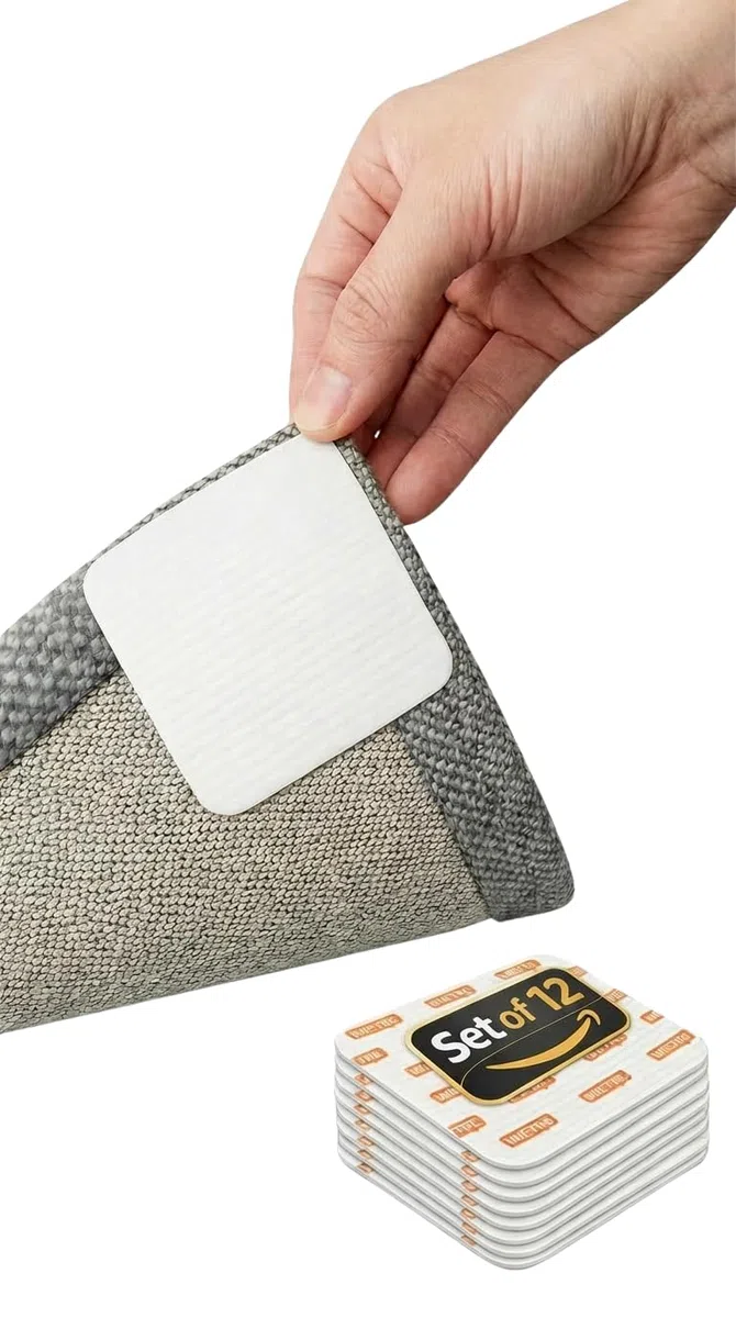 Almohadillas antideslizantes para alfombras, juego de 12 unidades, antideslizantes, lavables, reutilizables, sin residuos, recortables, para suelos lisos