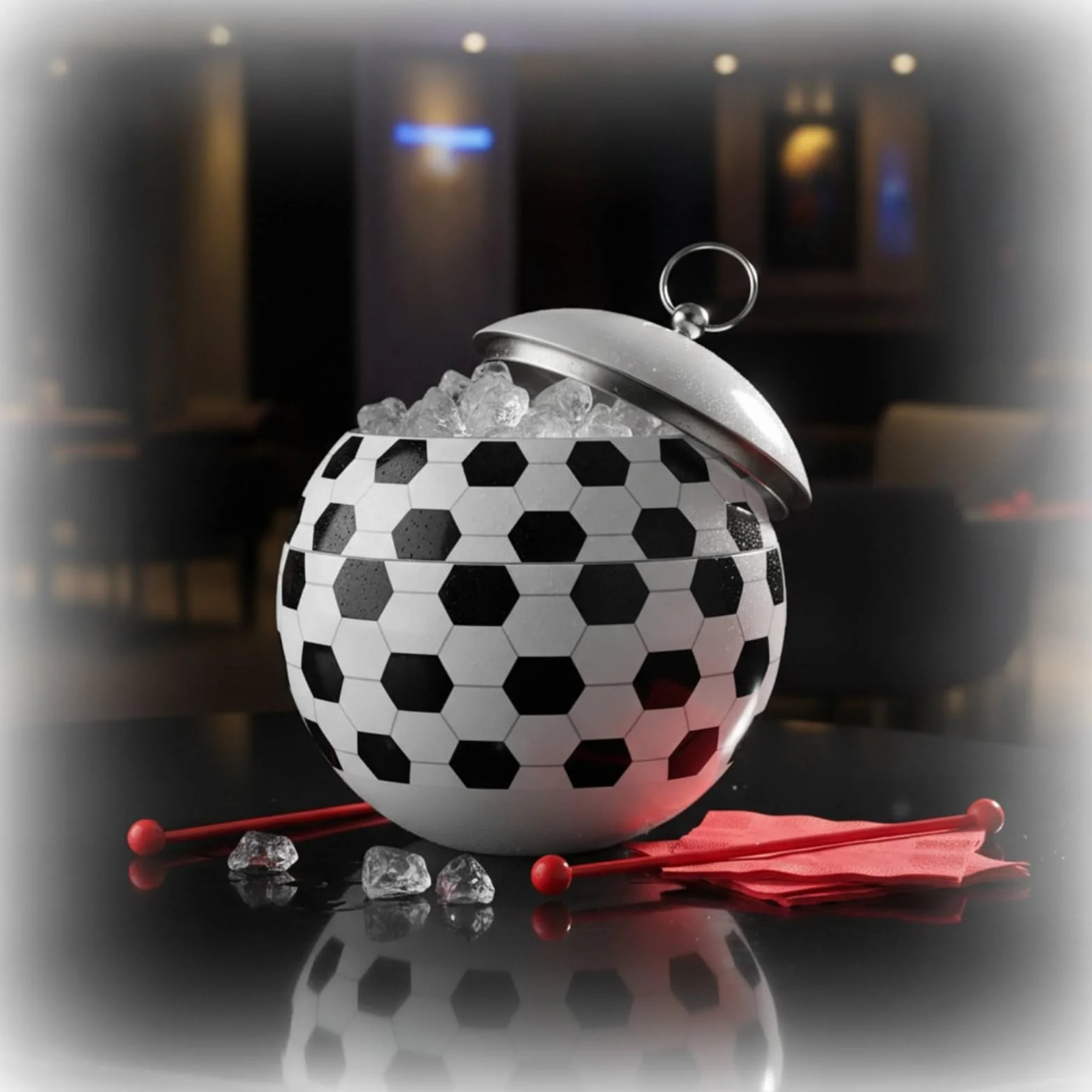 Cubitera Fútbol Grande Cubitera con Tapa y Pinzas Térmico Recipiente para Fiestas