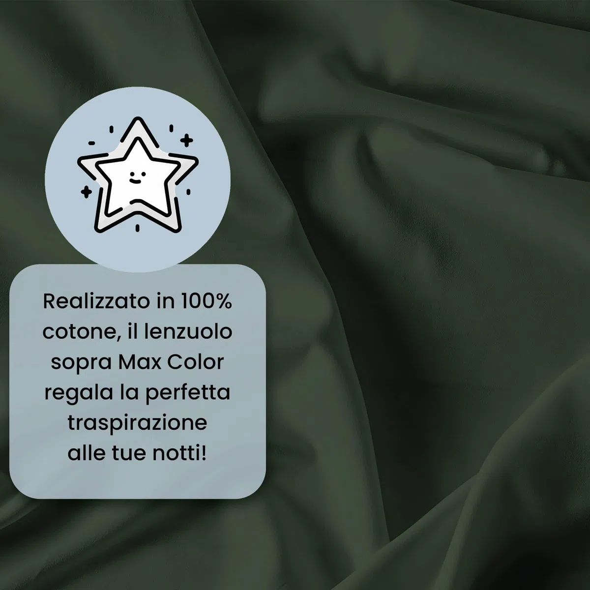 MAX Color - Sábana encimera, 100% algodón, Color Liso, Verde Oliva, Matrimonio Maxi 270 x 300 cm