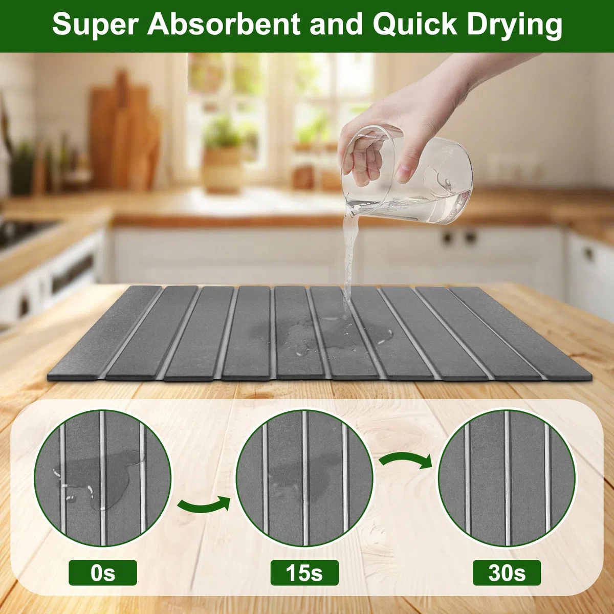 Plegable Escurreplatos para Vajilla: Alfombrilla de Diatomita Absorbente para La Cocina para Vajilla Botellas y Tazas-Secado Rápido Resistente Escurridora- Ideal para Cocina y Baño-60 x 40 cm
