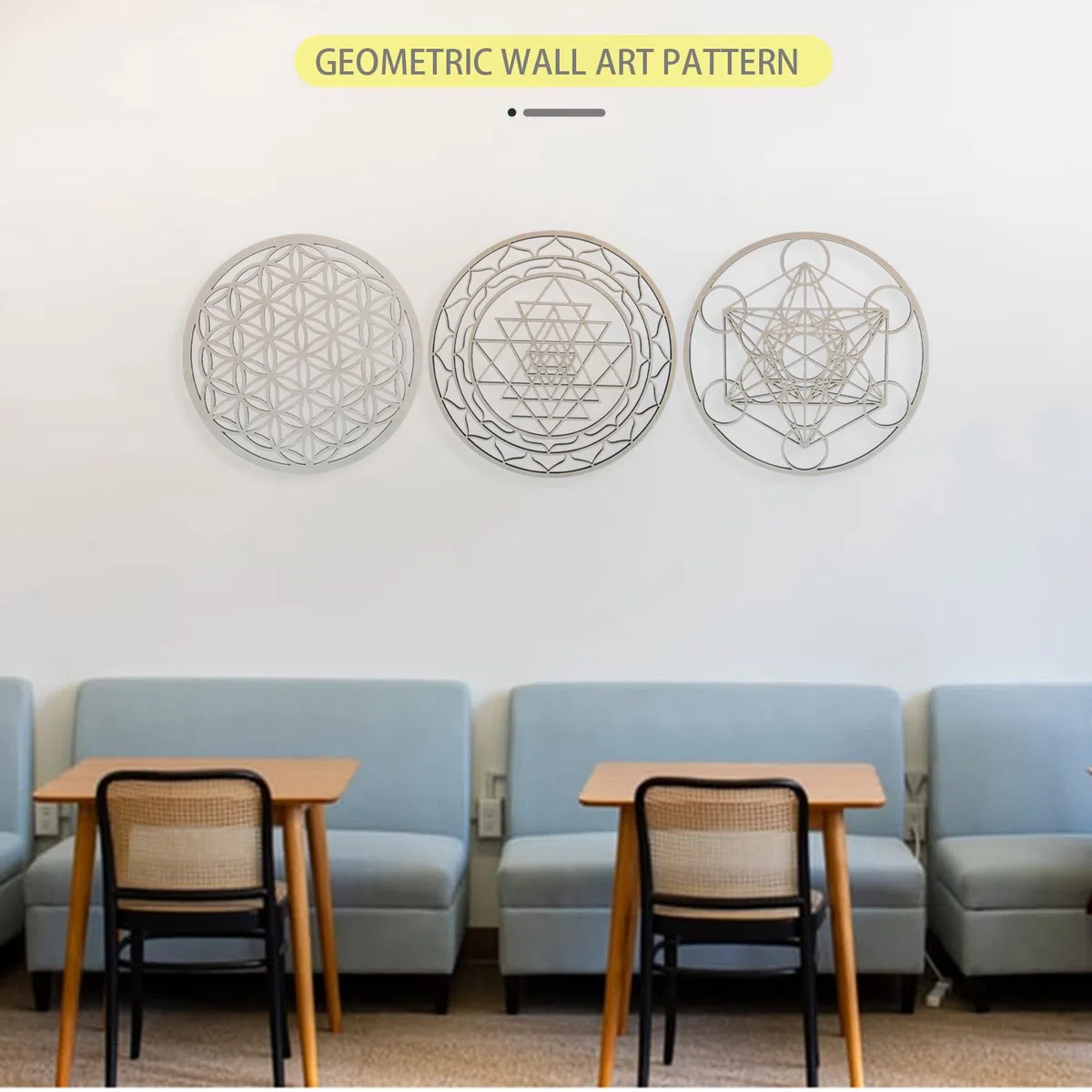 Tiamu 3 Piezas/Conjunto de Arte de Pared de Geometría Sagrada, Escultura, Decoraciones de Pared para Decoración Hogar