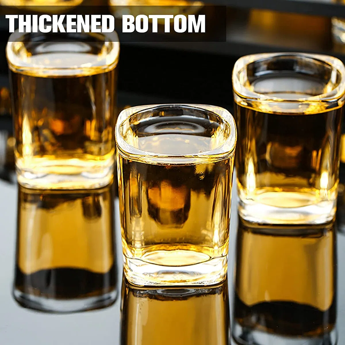 Paquete de 30 vasos de chupito de base pesada a granel, juego de vasos de chupito cuadrados de 2.2 onzas, vasos de chupito transparentes para espresso, vasos de chupito pequeños para vodka