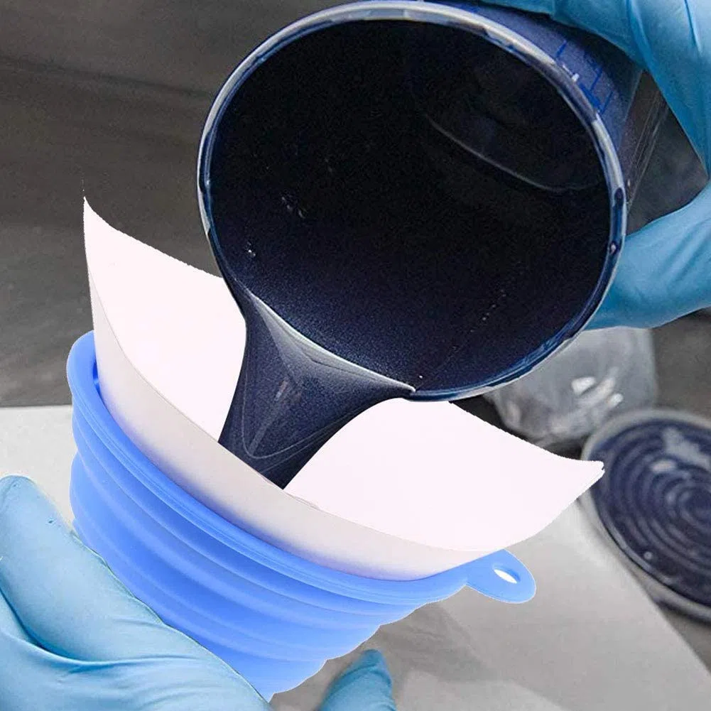 CYH 150 Coladores de Papel Embudo de Filtro Desechables con 1 Embudo de Silicona Plegable, Filtros de Papel Filtro Conico de Malla de Nylon, para Pintura, Automotriz, artesanía