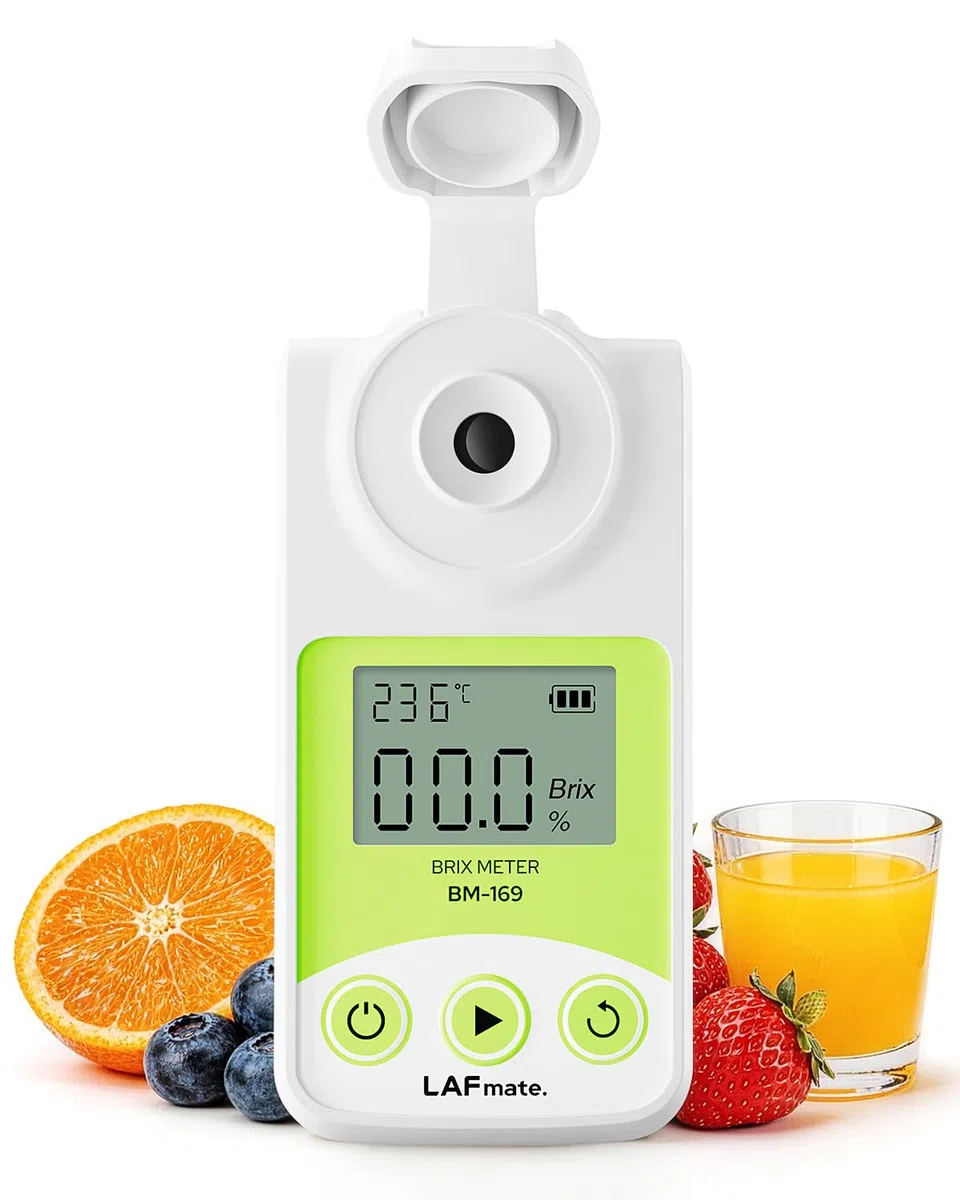 Refractómetro Digital, rango 0-55% Brix para Vinificación y Elaboración de Cerveza Casera. Refractómetro Brix con ATC para Café, Jugos y Frutas
