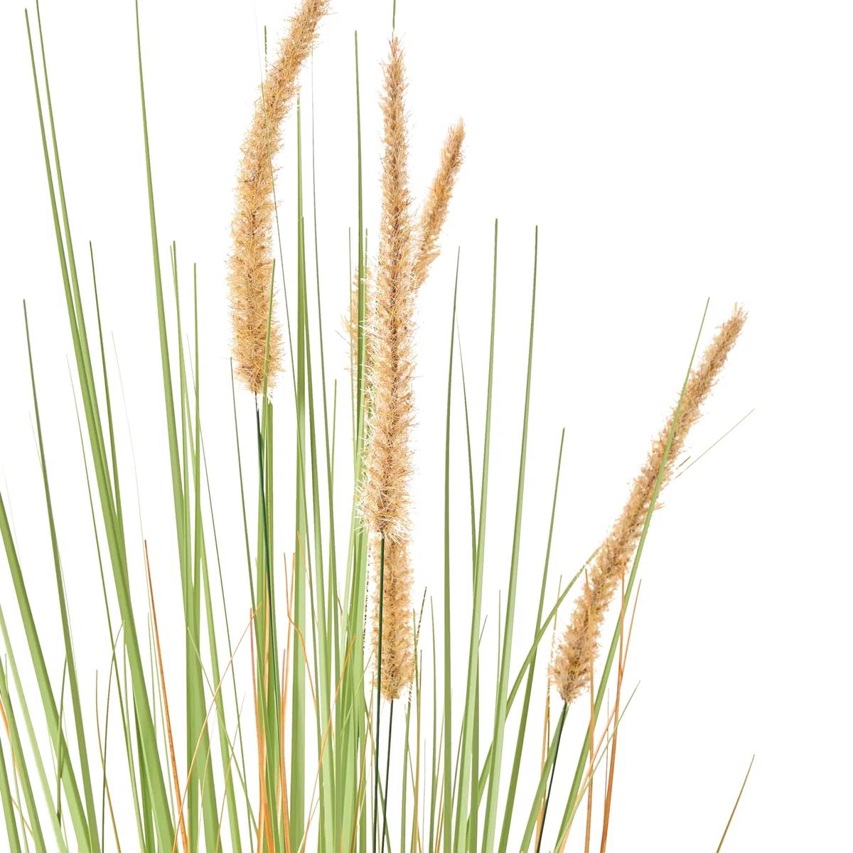Beliani Planta Artificial en Maceta para Interior decoración de plástico con Maceta Negra 90 cm Hojas Verdes y Junco Naranja Bristlegrass