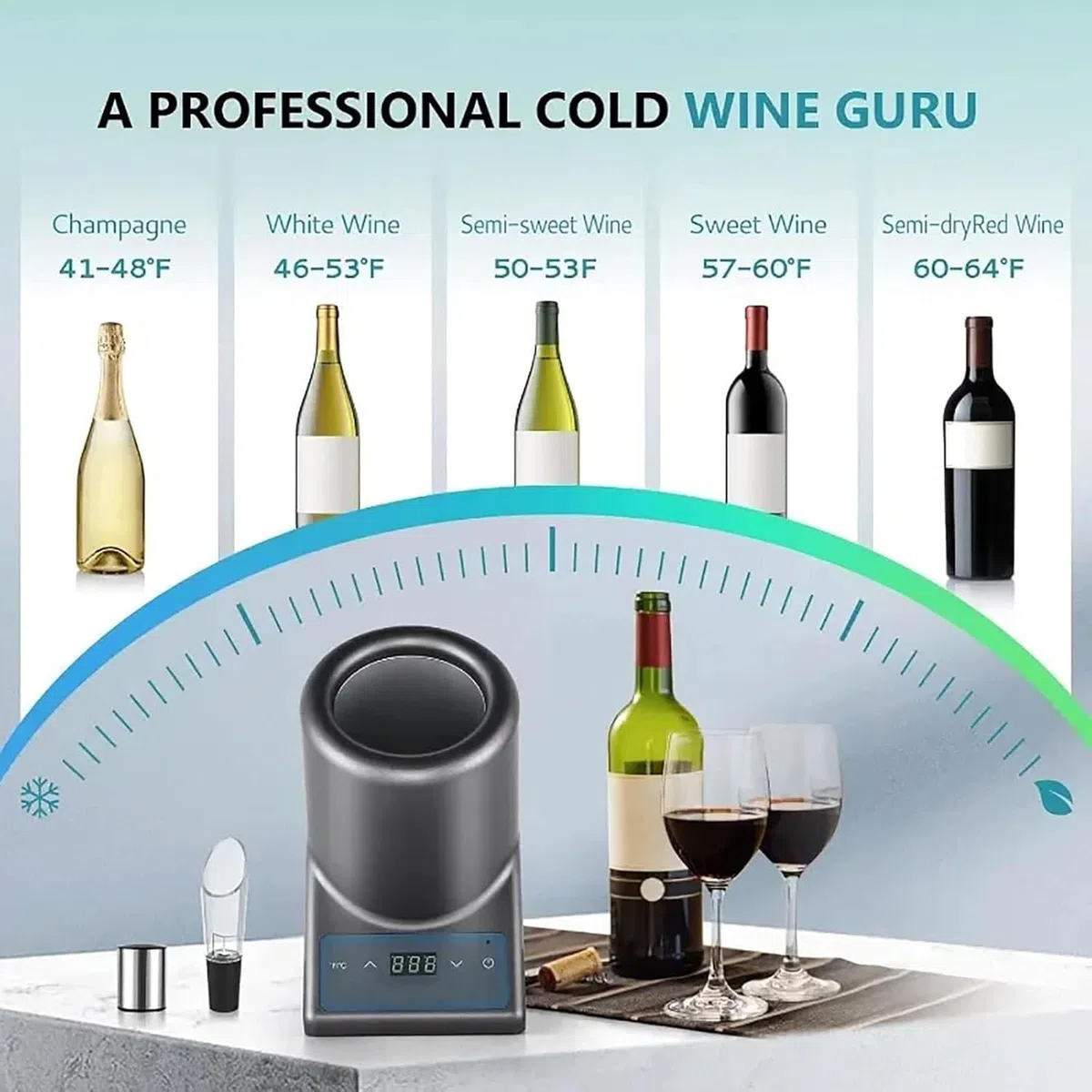 Mini Enfriador Eléctrico De Botellas De Vino, Enfriador Rápido De Champán para Bebidas, Vino Tinto O Blanco De 750 Ml, para Amante del Vino