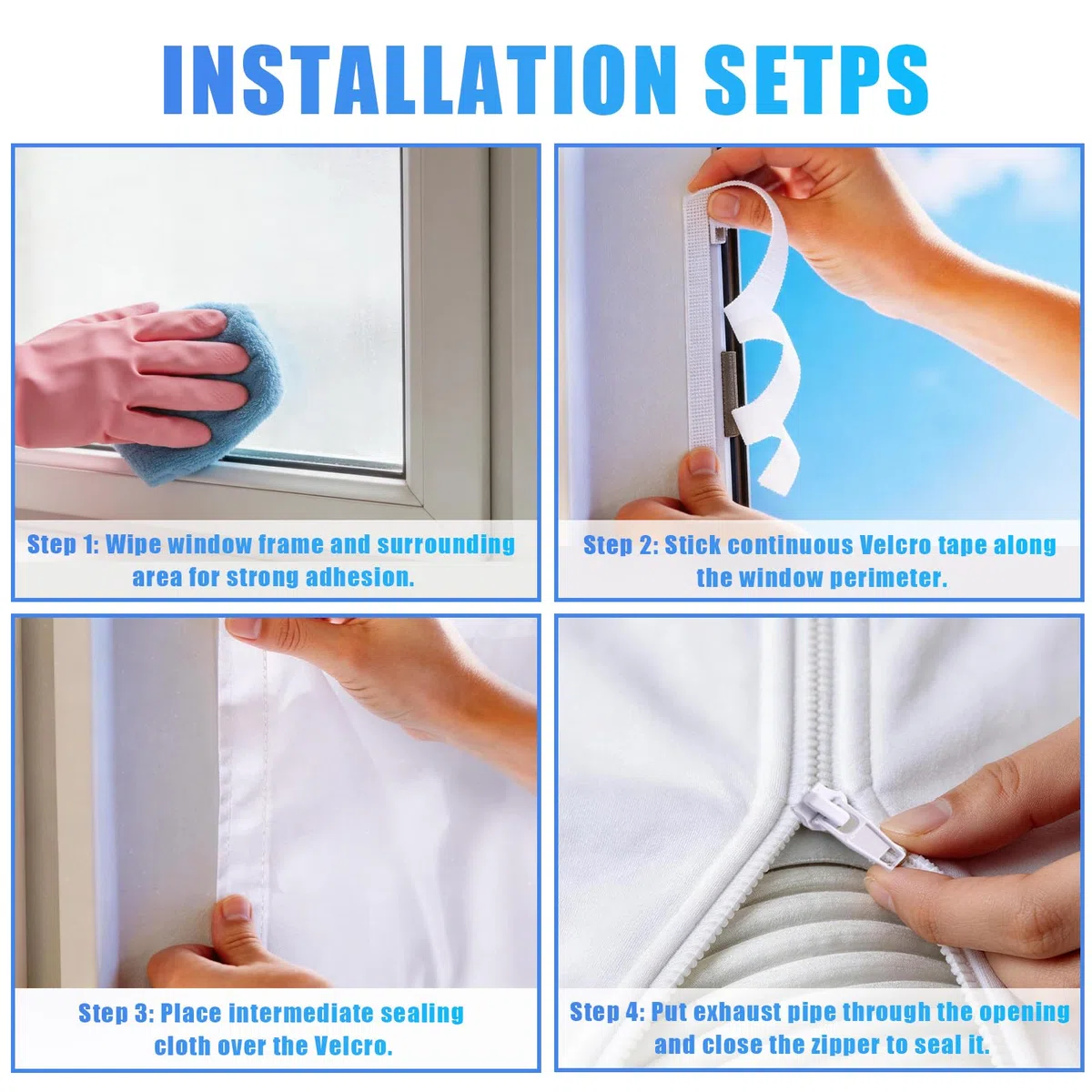 Sello de ventana de aire acondicionado, 400CM Adaptador ventana aire acondicionado Sello Ventana Universal para AC Móvil y Secadora AC Window Kit Que Bloquea, Fácil Instalación