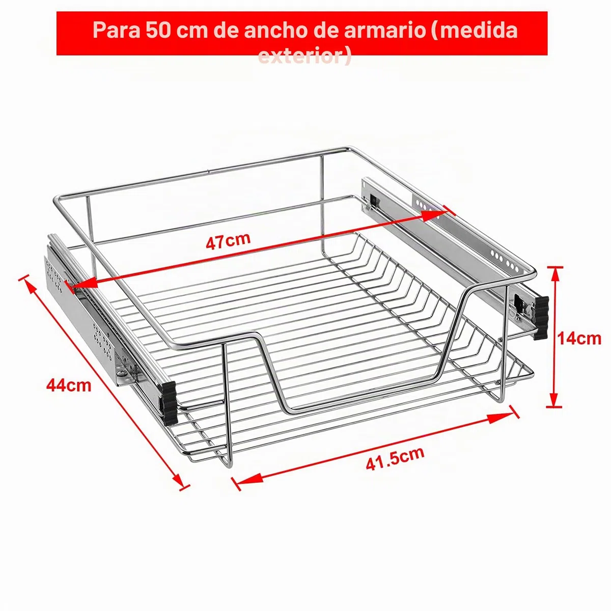Aufun 4 cajones de cocina de 50 cm, cajón telescópico, extracción total, armario de cocina, armario extraíble, cesta extraíble extraíble, estantería de cocina para el hogar.