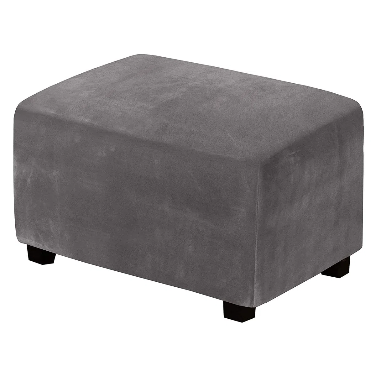 Funda otomana Rectangular de Terciopelo, Funda for reposapiés Cuadrada elástica, otomana Suave y Plegable, Protector de sofá Lavable Antideslizante for Sala de Estar(Grigio,Grande)