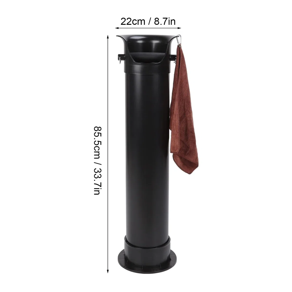 Cubo de Golpe para Café, 85.5 cm/33.7 in, Recipiente de colección de posos de pie de Piso de ABS Grueso con Barra de Goma y Gancho para Toalla para cafetería Black